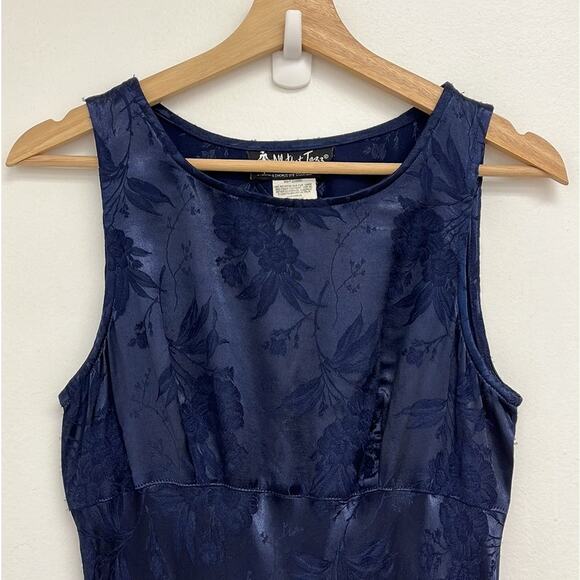 Vintage Y2K 90s Floral Romantic Empire Waist Sleeveless High Neck Maxi Dress - S - Picture 6 of 12